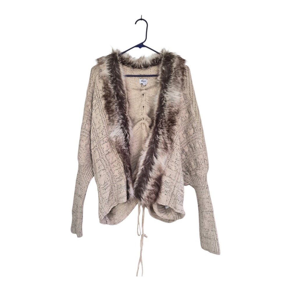 Military Hippie 1X/2X Lagenlook Boho Faux Fur Oversized Cocoon Cardigan Sweater